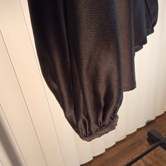 Black Ruffle Button Down Blouse. - Picture 4 of 7